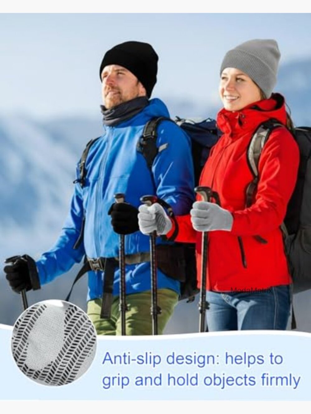 Unisex Knit Beanie and Gloves Set Stretchy Touch Screen Gripper Winter Warm - Picture 5 of 7